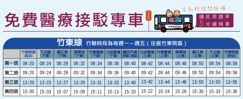 生醫醫院竹東院區免費接駁車